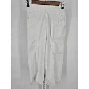 Bocabay Womens Sz 8 Pull On Capri Length Pants Solid White Elastic Waist
